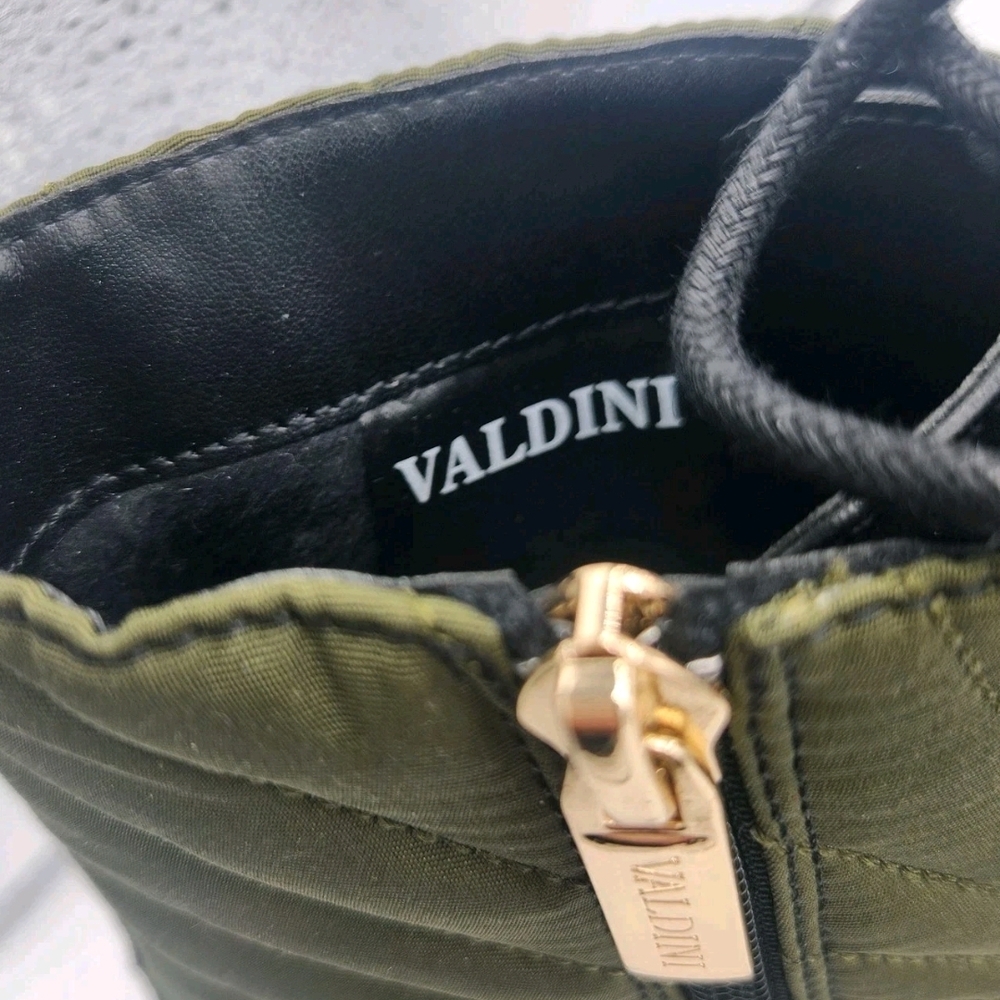 Valdini Klip Olive Green Gold Zip Velour Lining Ankle Boots Womens Size 8.5 NEW - Picture 12 of 14